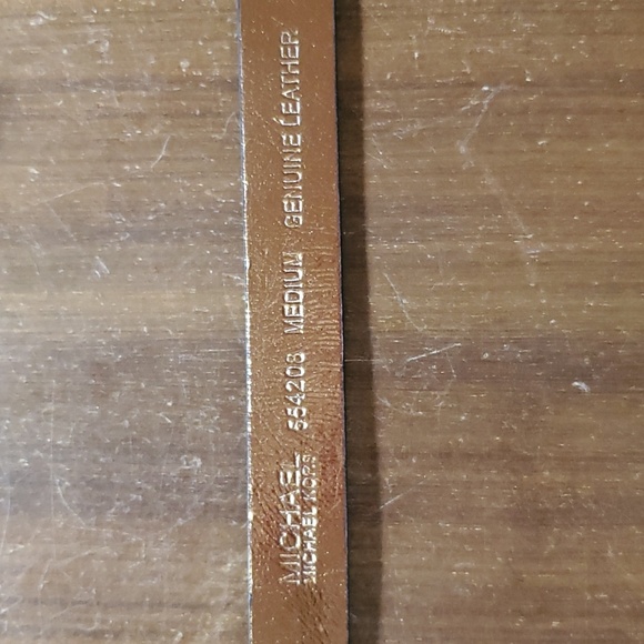 Michael Kors Leather Belt Gold Hardware Stud Cow Fur Leopard Cougar Size M 32-36 - Picture 6 of 7